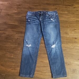 Vigoss Women's Blue Distressed Straight Leg Jeans